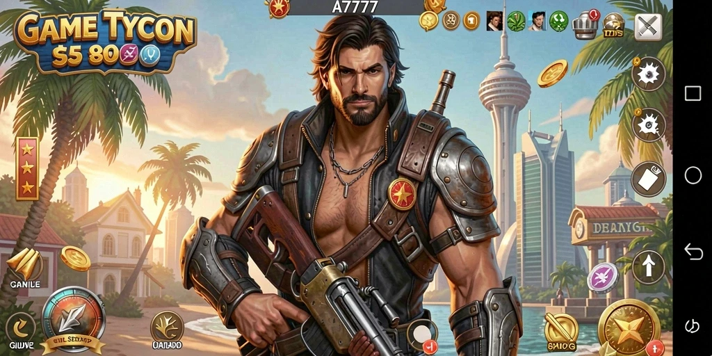 Screenshot A7777 menampilkan gameplay Tycoon yang seru dan dinamis.