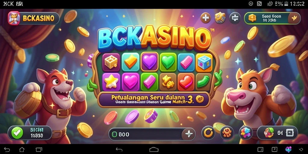 Tampilan menarik dari gameplay BCKASINO dengan tantangan Match-3.
