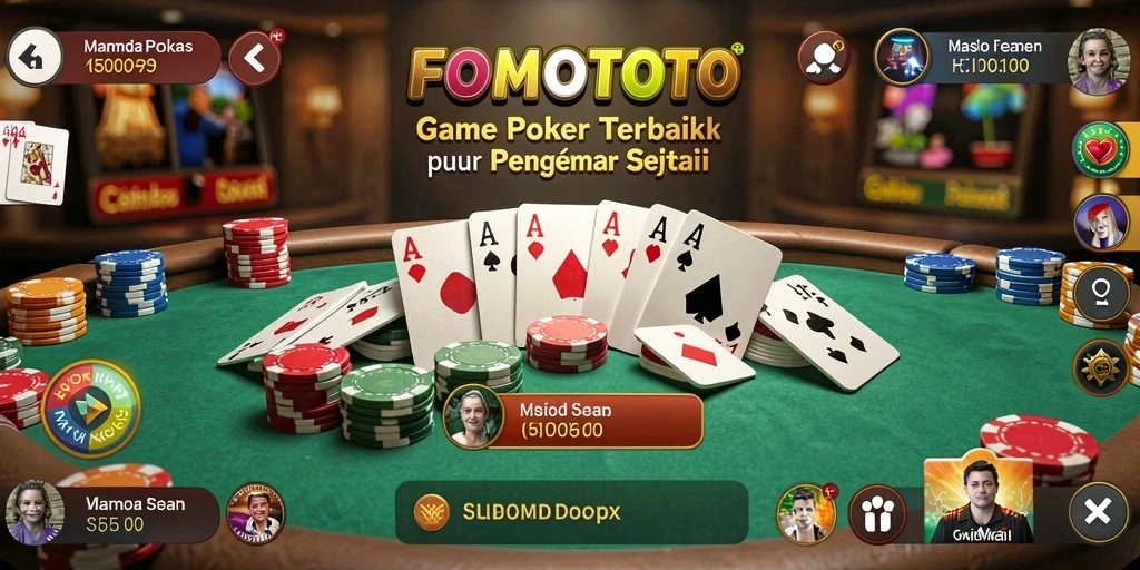 Screenshot FOMOTOTO menampilkan pemain berkompetisi di meja Poker.