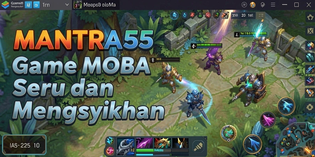 Tampilan gameplay seru dan strategis dalam MANTRA55 MOBA.