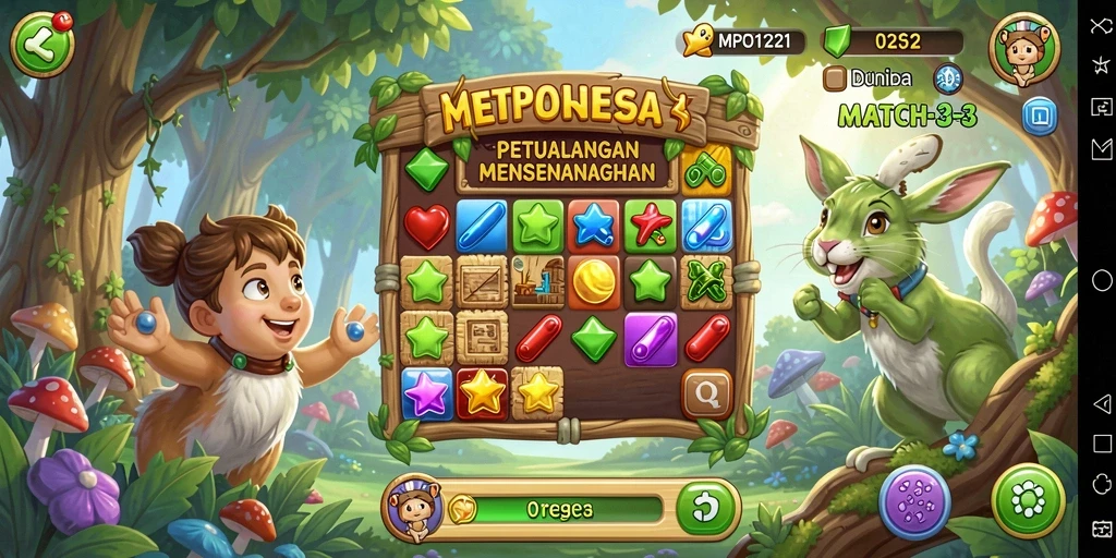Tampilan gameplay seru dalam MPO1221 dengan kombinasi elemen Match-3.