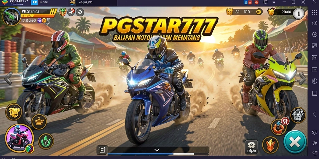 Tampilan gameplay seru balapan motor PGSTAR777.
