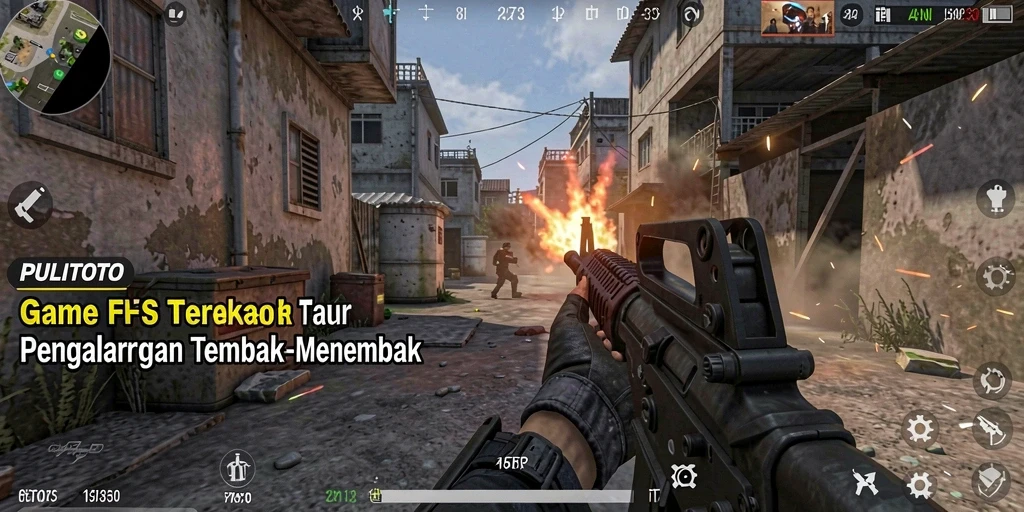 Screenshot PULITOTO menampilkan aksi tembak-menembak yang mendebarkan.