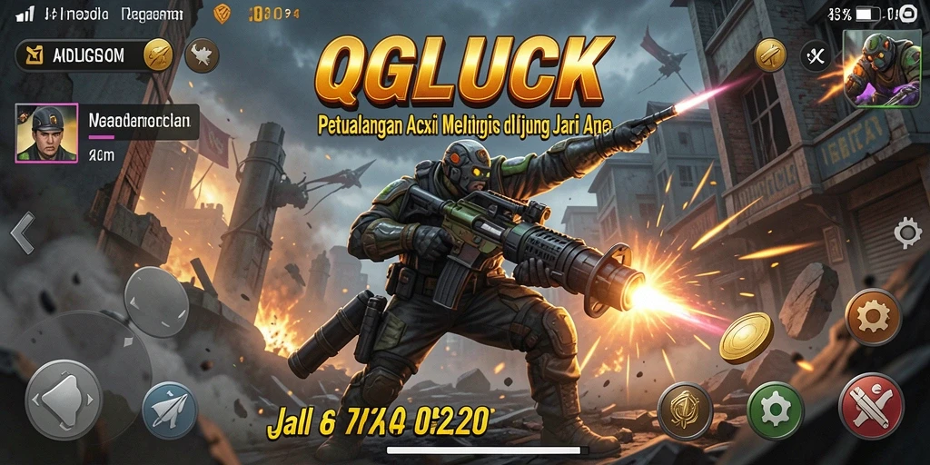 Tampilan gameplay menegangkan dari QGLUCK memperlihatkan aksi yang dramatis.