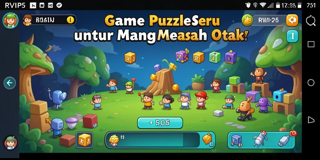 Screenshot gameplay RVIP5 yang menunjukkan tantangan Puzzle.